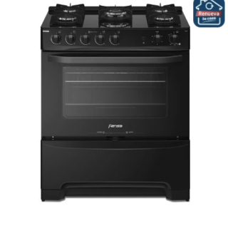 Cocina a Gas 5 Platos Fensa Experience con VaporBake y Cubierta Vidrio F 6000 T Negra