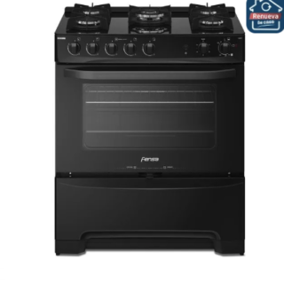 Cocina a Gas 5 Platos Fensa Experience Cubierta Vidrio y Grill Eléctrico F 6500 T Negra
